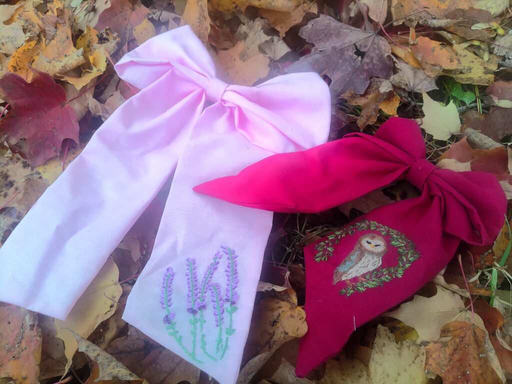 Hand-Embroidered Fabric Bows